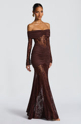 Sauline Maxi Dress - Plum Brown