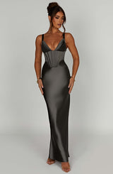 Abito Maxi in Colore Carbone