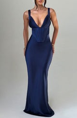 Abito Maxi Blu Navy Donna