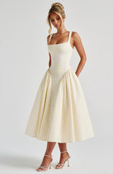 Abito Sherrie Midi Limone Gingham
