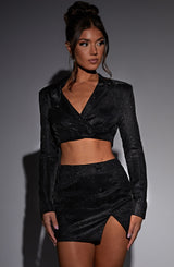 Giacca Stefania Cropped - Black Sparkle
