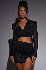 Giacca Stefania Cropped - Black Sparkle