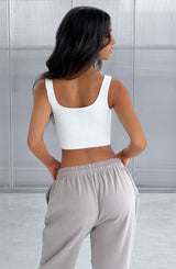 Top Studio Square Neck Crop Bianco